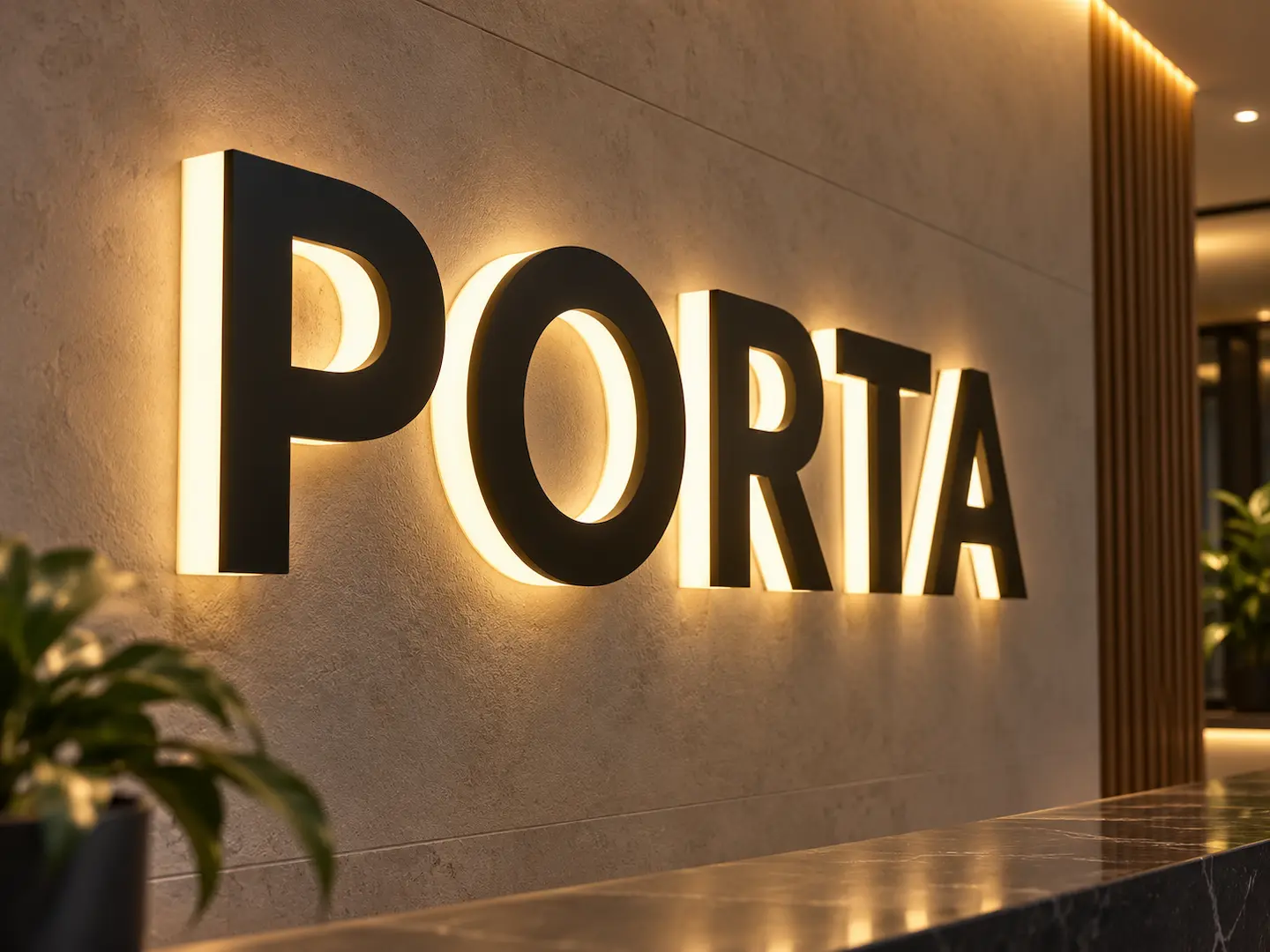 Letra corpórea con iluminación lateral